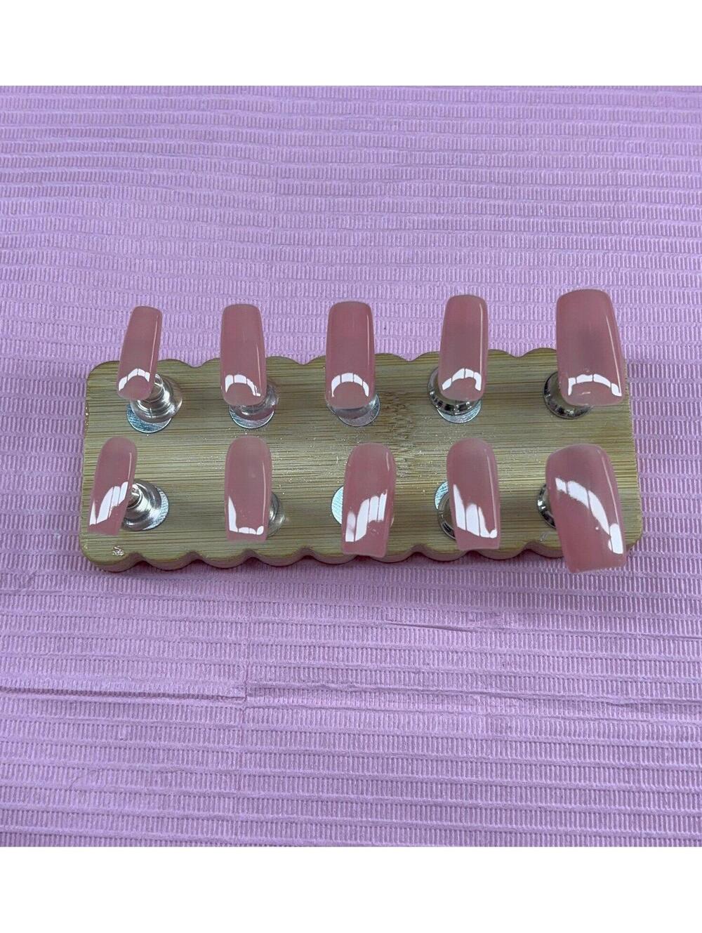 Medium square press on nails solid color nude handmade gel